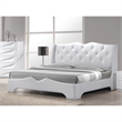 Best Master Madrid Leather- Like Fabric Cal King Platform Bed in Off White