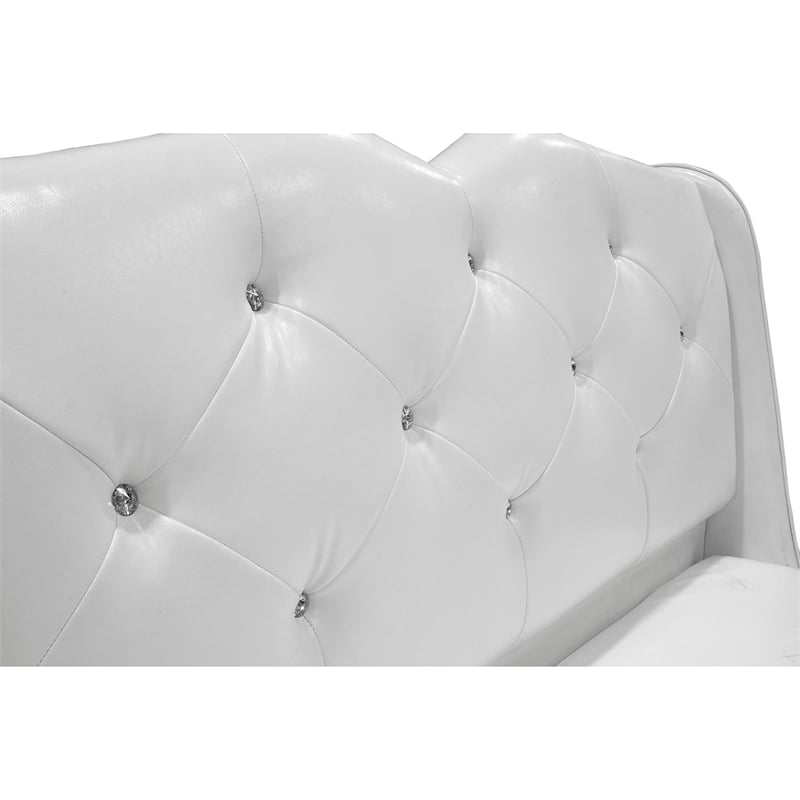 Best Master Madrid Leather- Like Fabric Cal King Platform Bed in Off White