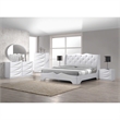 Best Master Madrid Leather- Like Fabric Cal King Platform Bed in Off White