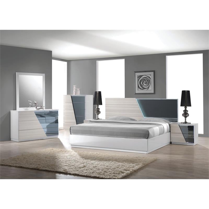 Best Master Manchester Poplar Wood East King Platform Bed in Zebra/Gray