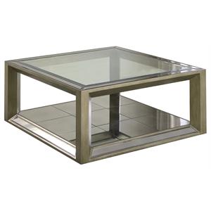 best master pascual solid wood coffee table in dull gold with antique mirrored