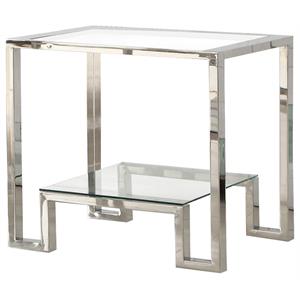 best master glacier point clear glass and stainless steel end table in silver