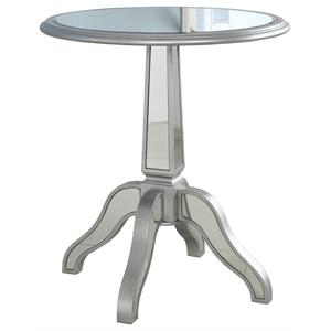 best master inwood park solid wood round end table in silver mirrored
