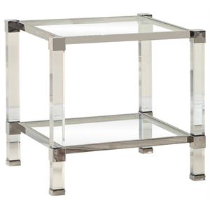 best master monroe clear glass with acrylic legs end table in silver base