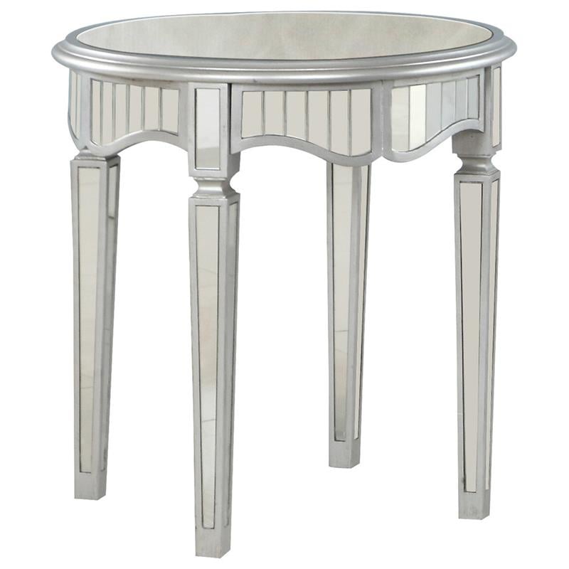 Best Master Royal Glam Round Mirrored, Mirrored Glass End Table