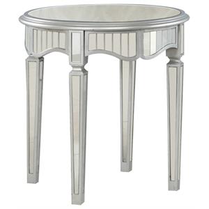 best master royal glam round mirrored glass end table in silver
