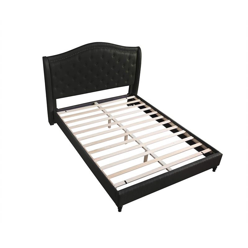 Best Master Myrick Fabric Upholstered Tufted East King Platform Bed in Black