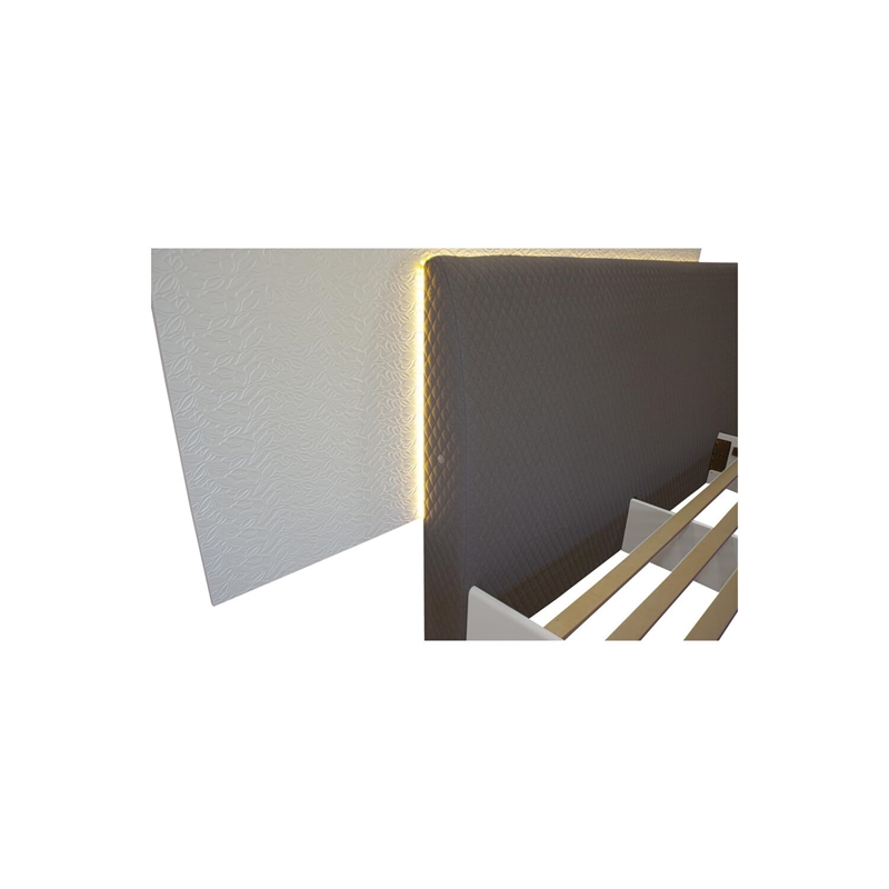 Best Master Naple Poplar Wood Queen Platform Bed in Gray/Silver Line