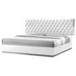 Best Master Seville Tufted Crystals Cal King Platform Bed in White/Silver Base