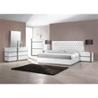 Best Master Seville Tufted Crystals Cal King Platform Bed in White/Silver Base