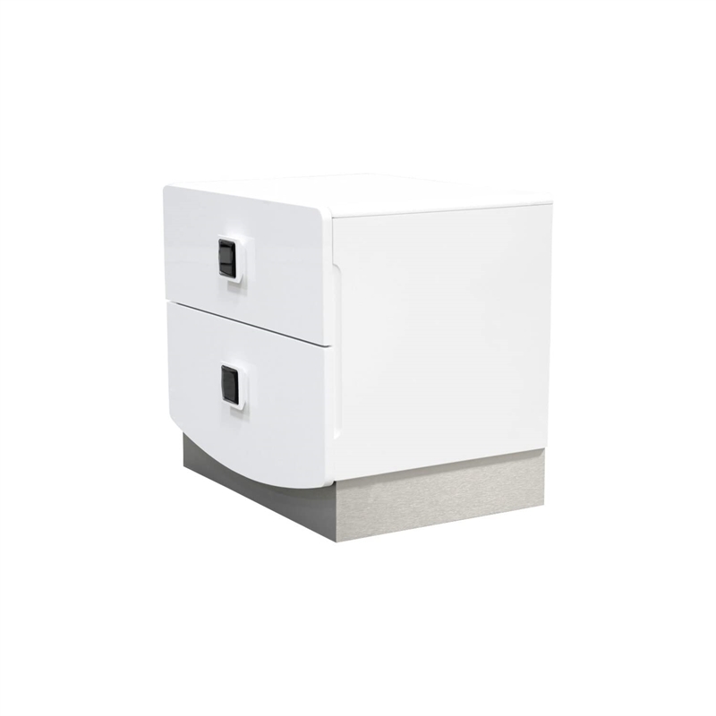 Best Master France 2-Drawer Poplar Wood Bedroom Nightstand in White Lacquer