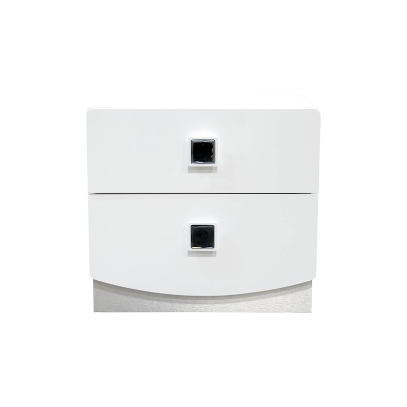Best Master France 2-Drawer Poplar Wood Bedroom Nightstand in White Lacquer