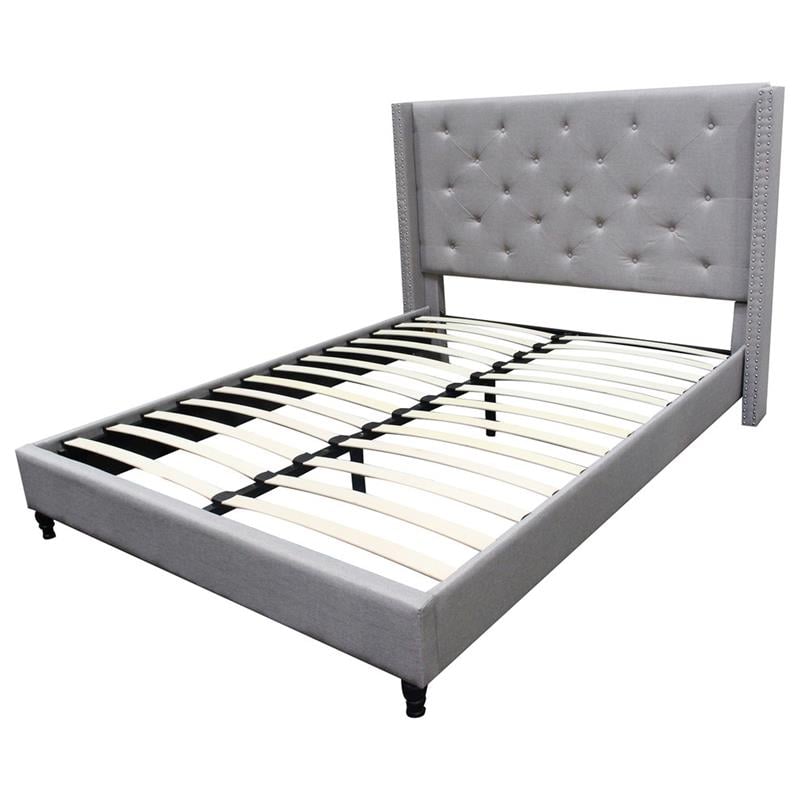 Best Master Valentina Fabric Upholstered Wingback Queen Platform Bed - Gray