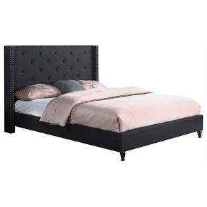best master valentina fabric upholstered wingback platform bed - black