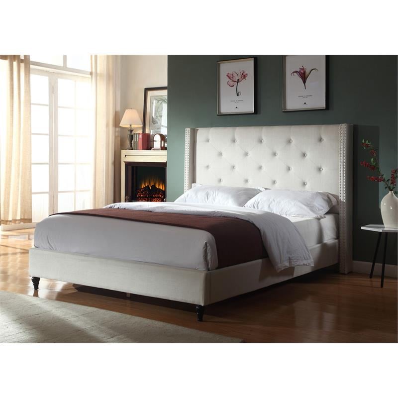 Beige wingback online bed