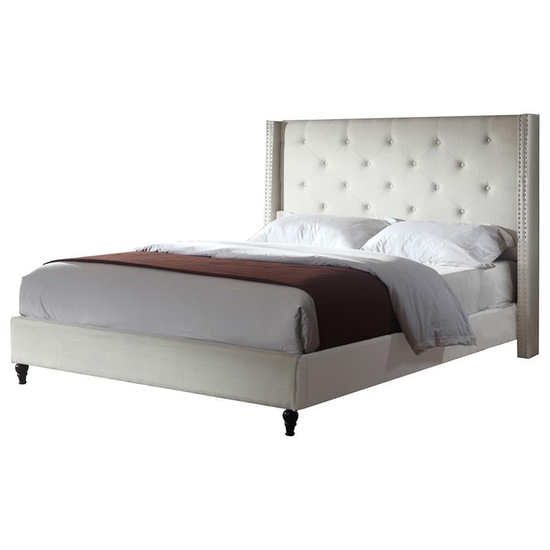 Upholstered wingback platform online bed