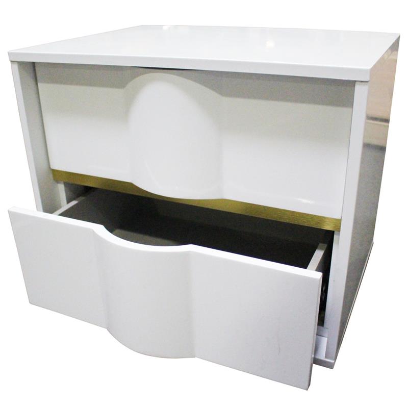 Best Master Havana 2-Drawer Poplar Wood Bedroom Nightstand in White/Gold Trim