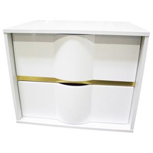 best master havana 2-drawer poplar wood bedroom nightstand in white/gold trim