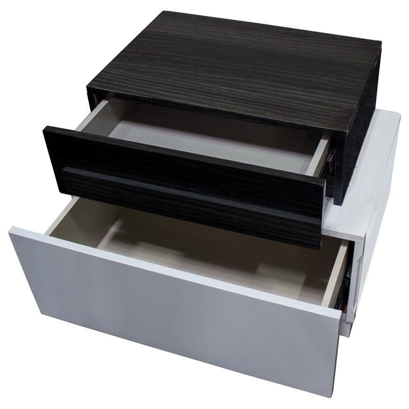 Best Master Ireland Poplar Wood Bedroom Nightstand in White/Black