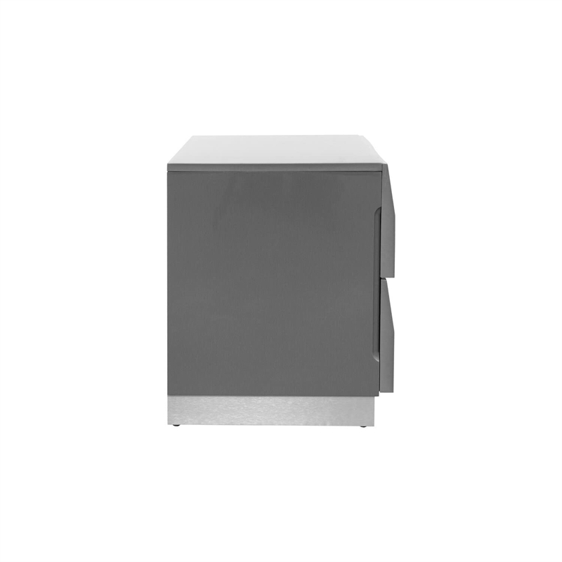 Best Master Leon 2-Drawer Poplar Wood Bedroom Nightstand in Gray High Gloss