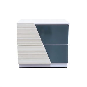 Best Master Manchester 2-Drawer Poplar Wood Bedroom Nightstand in Zebra/White