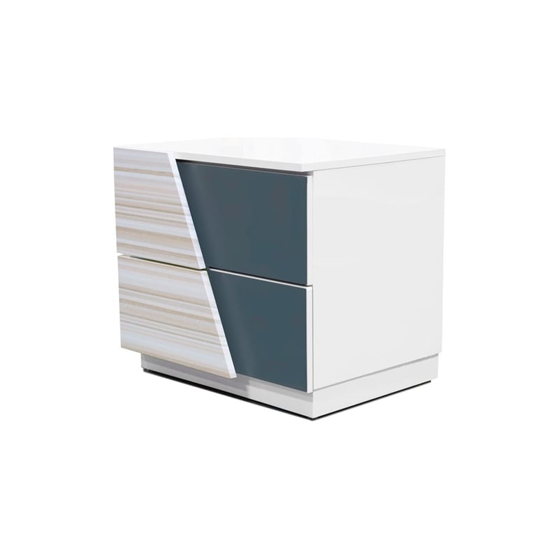 Best Master Manchester 2-Drawer Poplar Wood Bedroom Nightstand in Zebra/White