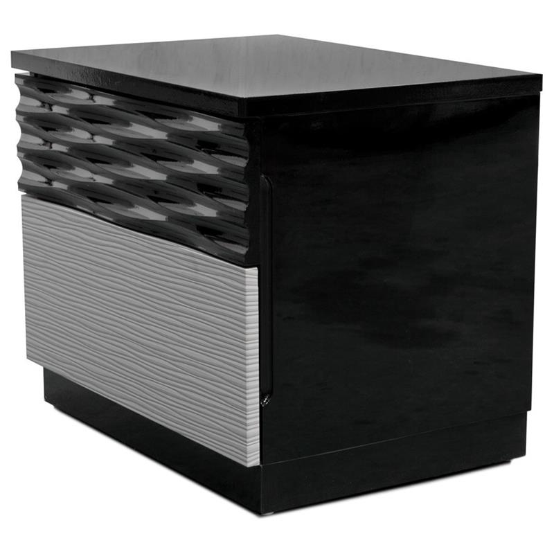 Best Master Romania 2-Drawer Poplar Wood Bedroom Nightstand in Black/ Zebra