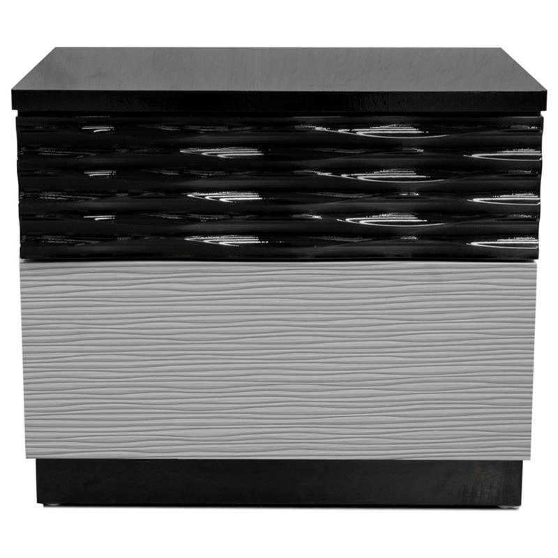 Best Master Romania 2-Drawer Poplar Wood Bedroom Nightstand in Black/ Zebra