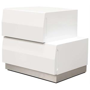 best master spain 2-drawer poplar wood bedroom nightstand in white/silver base