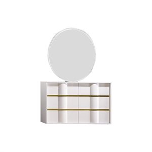 Best Master Havana 2-Piece Poplar Wood Dresser and Mirror Set in White/Gold Trim