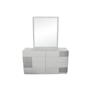 Best Master Naple 2-Piece Poplar Wood Dresser and Mirror Set in Gray/Silver Line