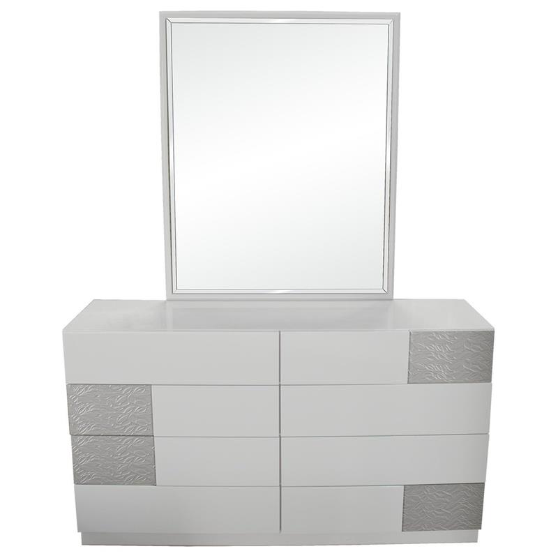 Best Master Naple 2-Piece Poplar Wood Dresser and Mirror Set in Gray/Silver Line