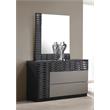 Best Master Romania 2-Pc Poplar Wood Dresser and Mirror Set in Black/Zebra Gray