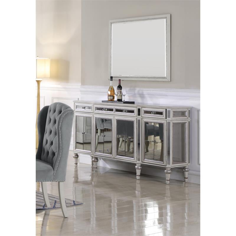 Best Master Emory Solid Wood and Glass Wall Vanity Mirror in Antique Cream