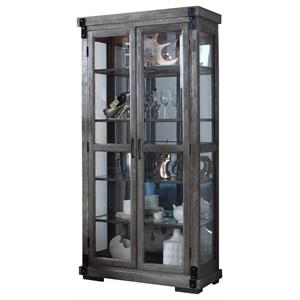 best master jane curio with glass shelves in rustic dark gray