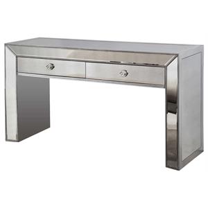 best master jameson solid wood console table in silver/mirrored inlays