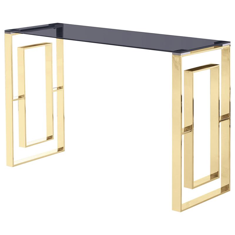 Glass console table with gold legs sales