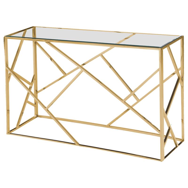 Best Master Morganna Stainless Steel Living Room Console Table in Gold ...