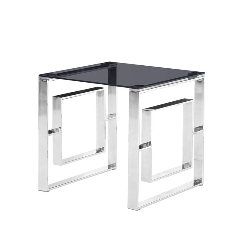 Best Master Mallory Stainless Steel and Smoked Glass End Table in Gold