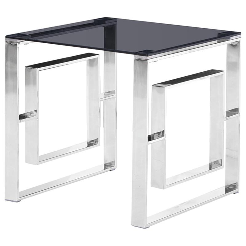 Best Master Mallory Stainless Steel And Smoked Glass End Table In Silver 0600