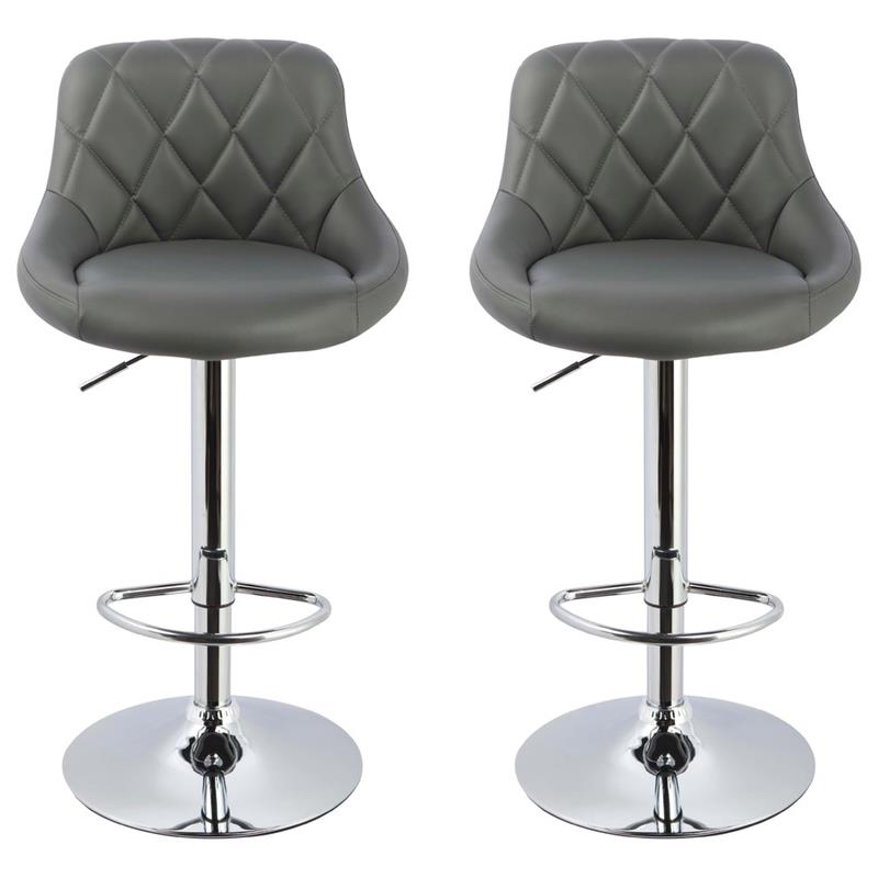 Best Master Claire Faux Leather Adjustable Swivel Bar Stool in Gray