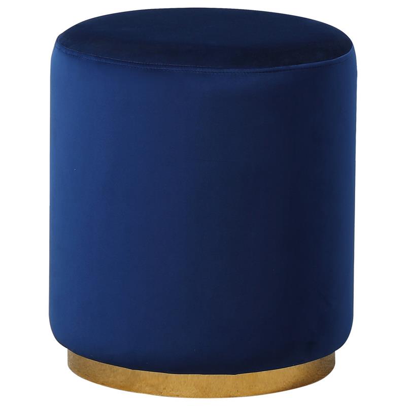 Best Master Furniture Dalvik Round Velvet Accent Stool in Navy Blue