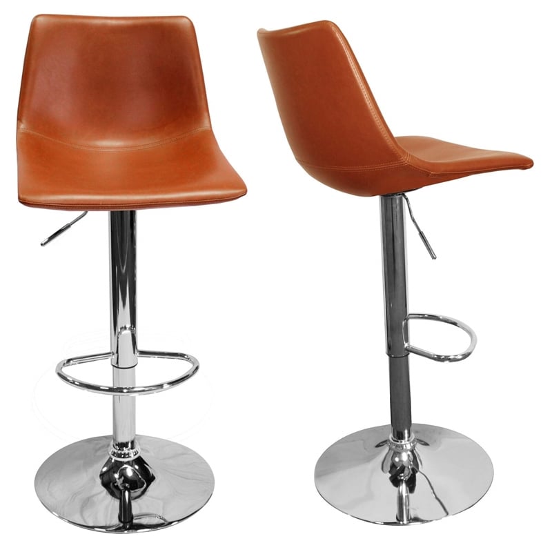 Best Master Jimmy Dean Faux Leather Adjustable Swivel Bar Stool Gray (Set of 2)