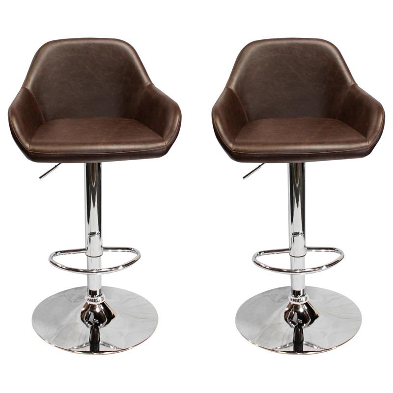 Best Master Lincoln Faux Leather, Brown Faux Leather Swivel Bar Stools