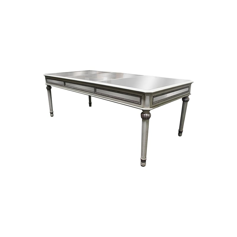 Best Master Emory Solid Wood Dining Room Table in Antique Cream With Mirrored