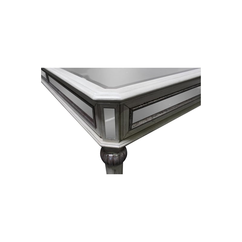 Best Master Emory Solid Wood Dining Room Table in Antique Cream With Mirrored