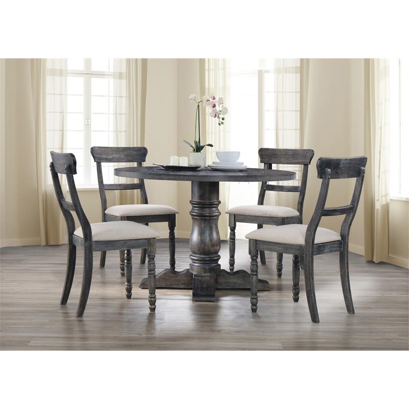 Best Master Selena 5Piece Solid Wood Round Set in Weathered