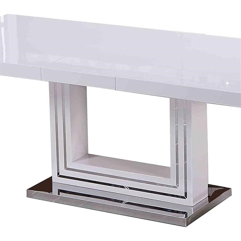Best Master England Modern Solid Wood Dining Table in White Lacquer