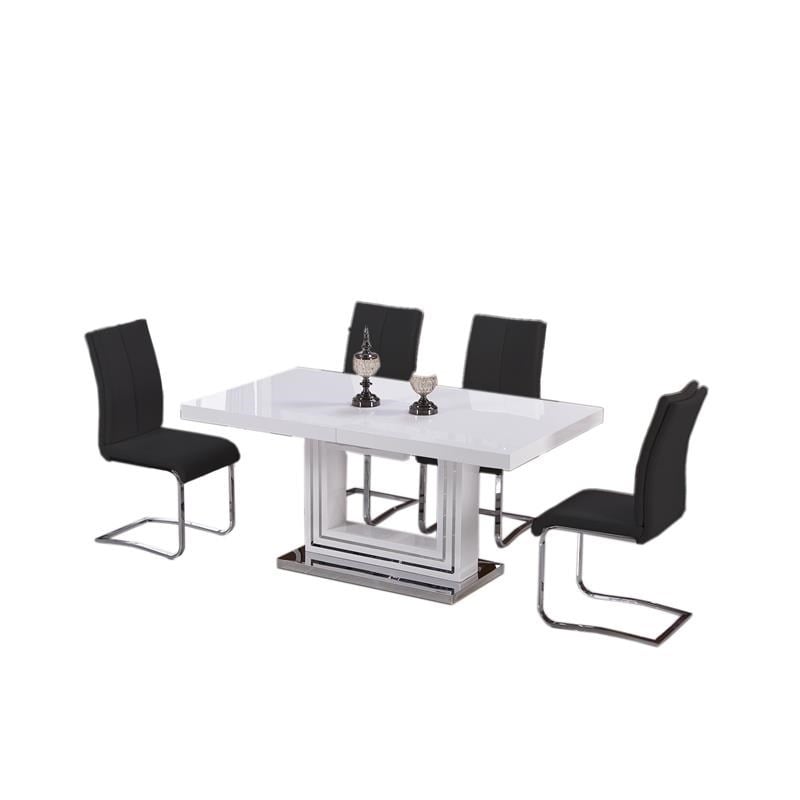 Best Master England Modern Solid Wood Dining Table in White Lacquer