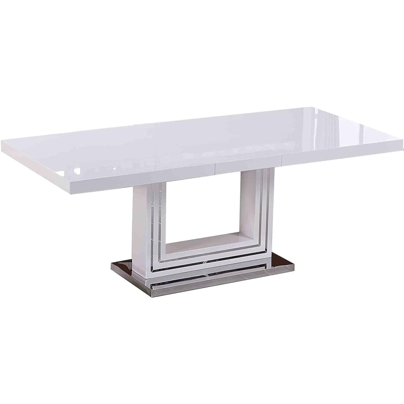 Best Master England Modern Solid Wood Dining Table in White Lacquer